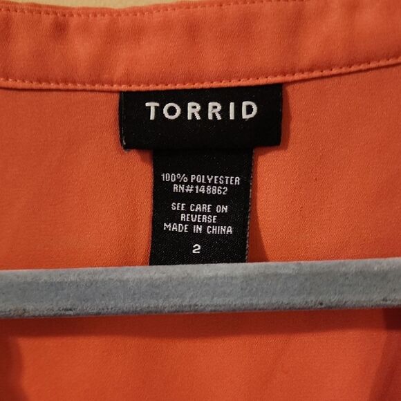 Torrid Coral Colored  Sleeveless Polo Blouse - Picture 2 of 3